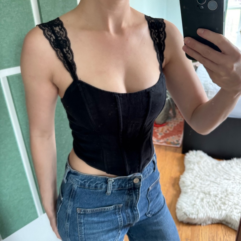 Reformatting Brigitta Linen Corset Top 4